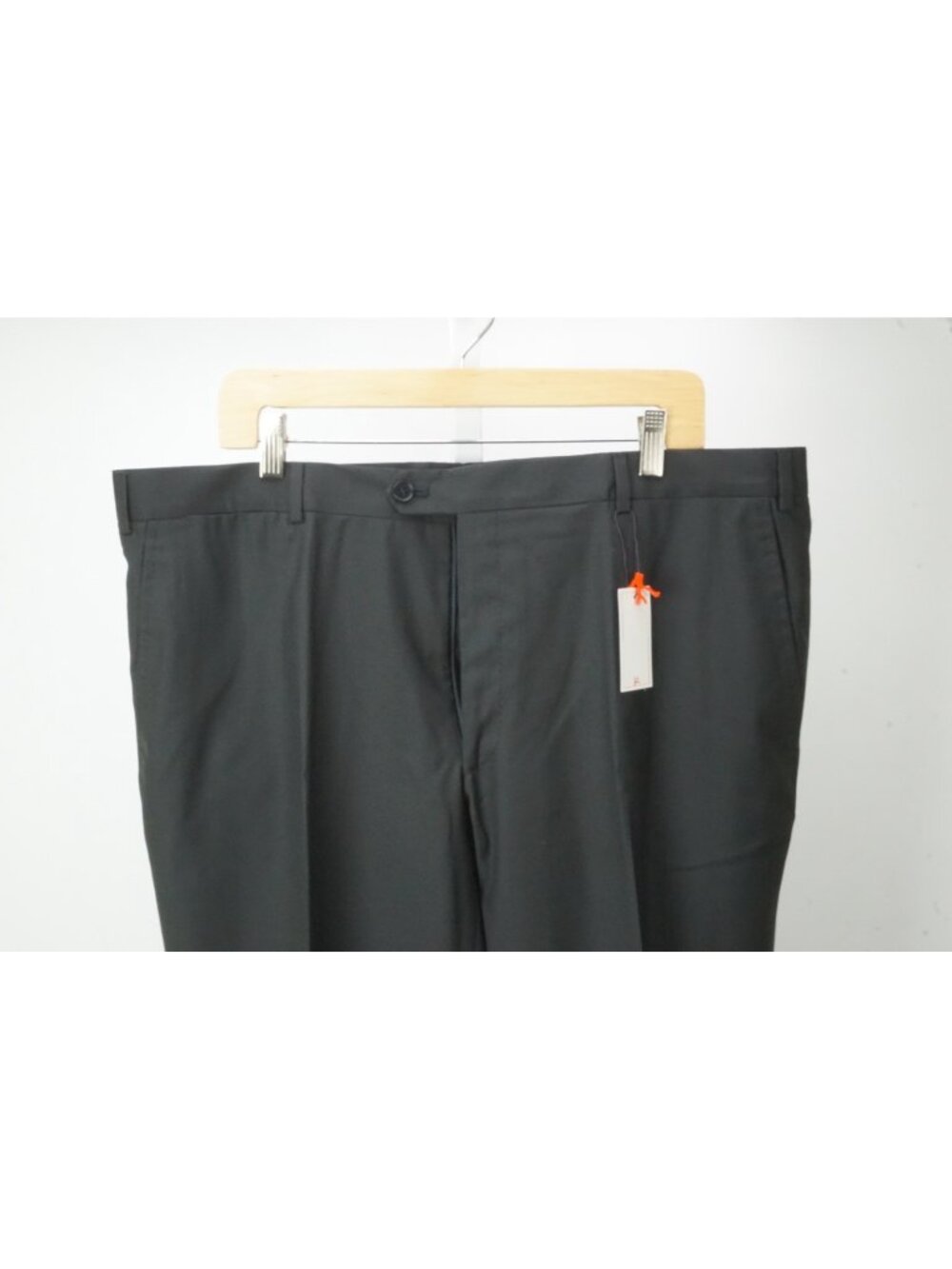 Isaia Solid Black 100% Wool Mens Dress Pants Sz 56 EU